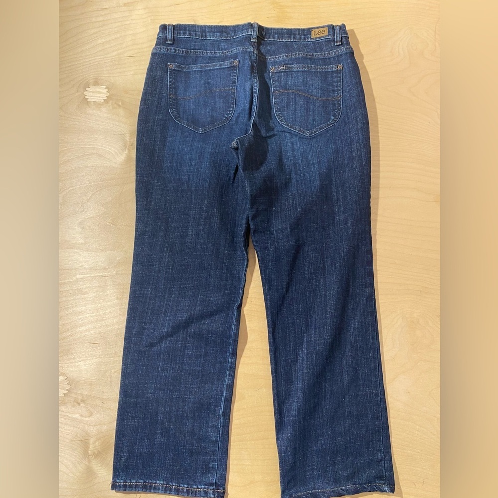 Lee Women's Dark Blue Straight-Leg Mid Rise Jeans 14 Short (QO) - Picture 6 of 7